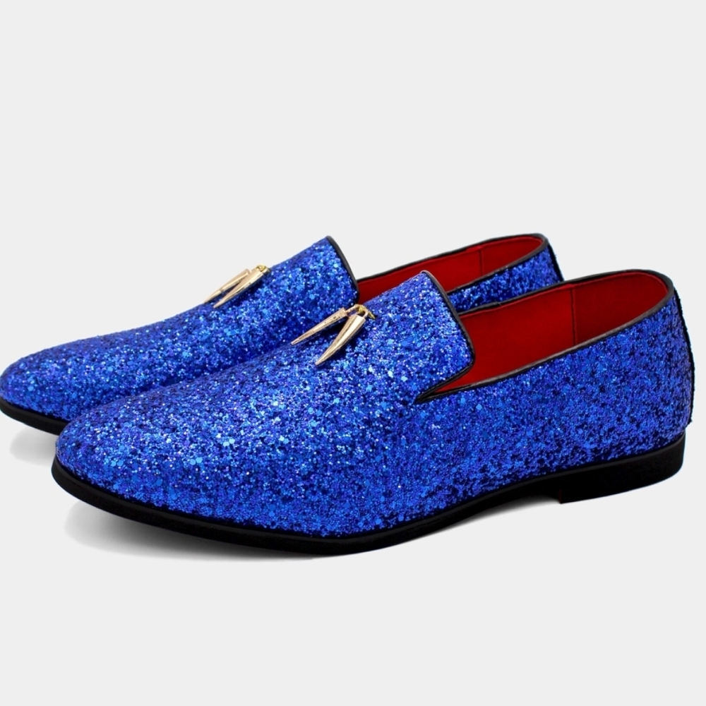 Men's Blue Glitter Loafers